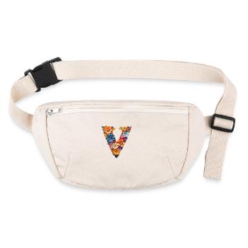 Victory Zeichen oder einfach V in Blumen Design - Stanley/Stella recycelte Gürteltasche - Naturweiß - Vorne