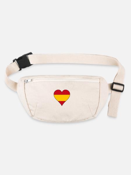 Spanien Flagge Herz - Stanley/Stella recycelte Gürteltasche - Naturweiß - Vorne
