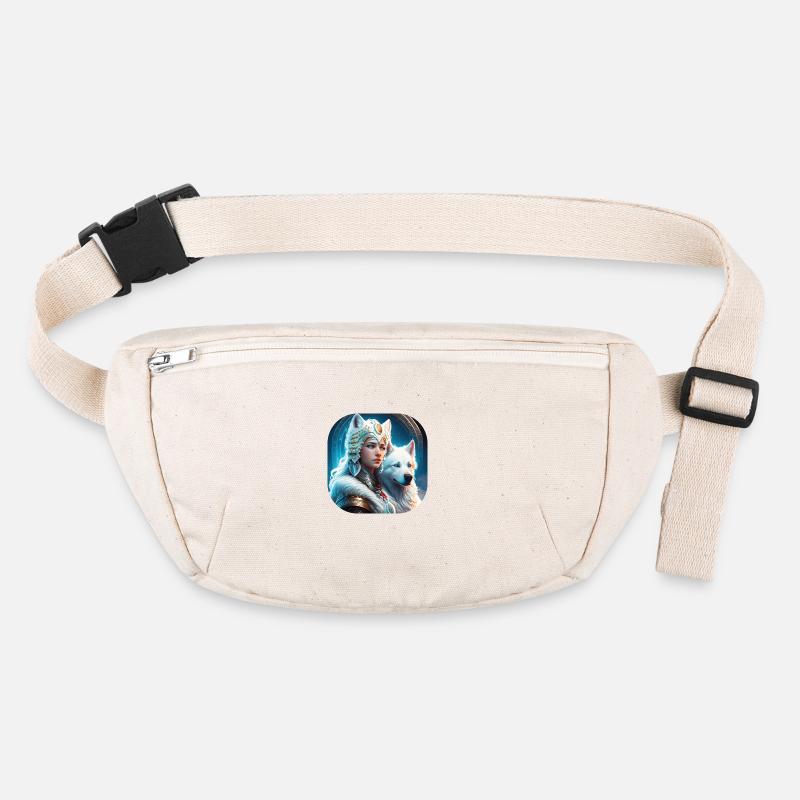futuristisches Design: Wikingerprinzessin mit Hund Stanley/Stella recycelte Gürteltasche