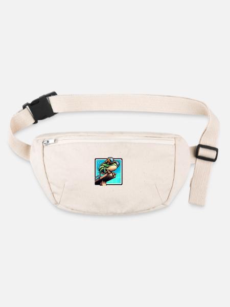 Frosch bereit zum Tauchen - Stanley/Stella recycelte Gürteltasche - Naturweiß - Vorne