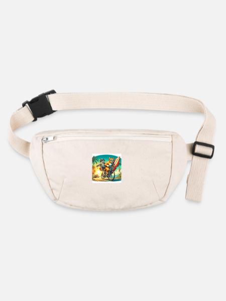 Gato Loco Surfing Cat Surfer Feunde Bike Cool - Sac banane recyclé Stanley/Stella - blanc naturel - Devant
