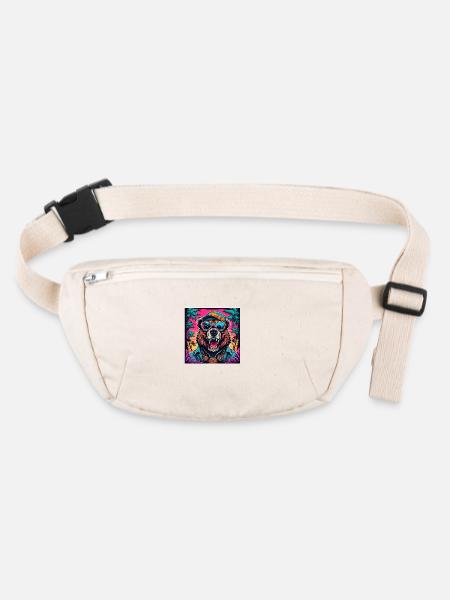 Tatouage / Animal / Art / Cool / Bande dessinée / Ours - Sac banane recyclé Stanley/Stella - blanc naturel - Devant