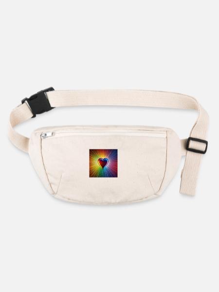 Regenbogen Herz - Stanley/Stella recycelte Gürteltasche - Naturweiß - Vorne