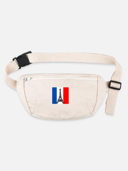 Eiffel Tower Paris France French flag - Stanley/Stella recycled Hip Bag  - natural - Front