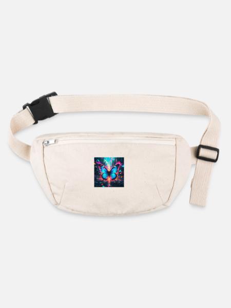 Neon Blue Morpho Butterfly - Stanley/Stella recycled Hip Bag  - natural - Front