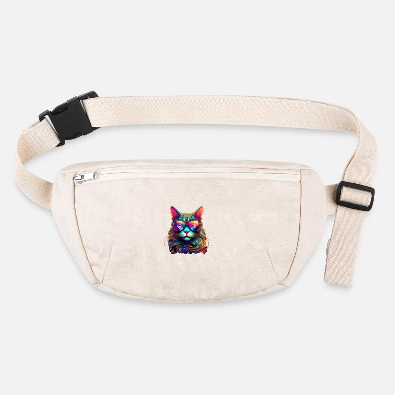 Cool Cat - Neon Vibes - Stanley/Stella recycled Hip Bag  - natural