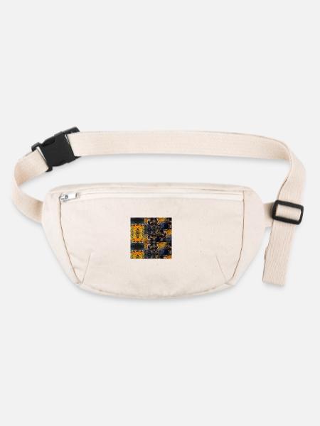 Abstracts Online " von BABY'ART Ethnique - Stanley/Stella recycelte Gürteltasche - Naturweiß - Vorne