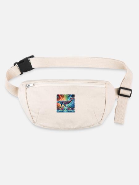 Baleine : animal de pouvoir - Sac banane recyclé Stanley/Stella - blanc naturel - Devant