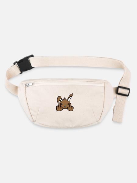 Hase Mittelfinger Zeigen Böse Frech Beleidigend - Stanley/Stella recycelte Gürteltasche - Naturweiß - Vorne