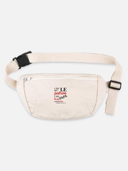 C'est qui le patron c'est papa, humour-cadeau fête - Sac banane recyclé Stanley/Stella - blanc naturel - Devant