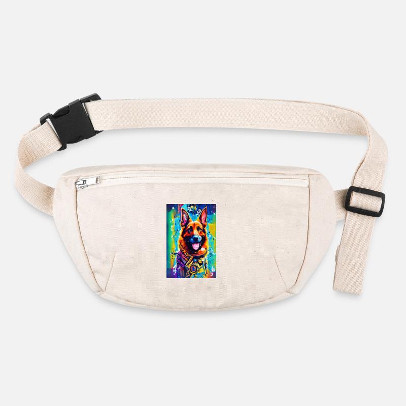 Impression pop art moderne | coloré | Berger allemand Sac banane recyclé Stanley/Stella