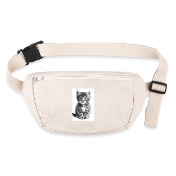 Chat mignon en noir et blanc | IA - Sac banane recyclé Stanley/Stella - blanc naturel - Devant