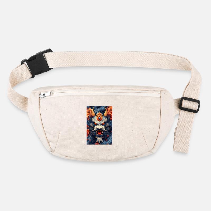 Tête de Dragon Bleue avec des Fleurs de Feu Sac banane recyclé Stanley/Stella