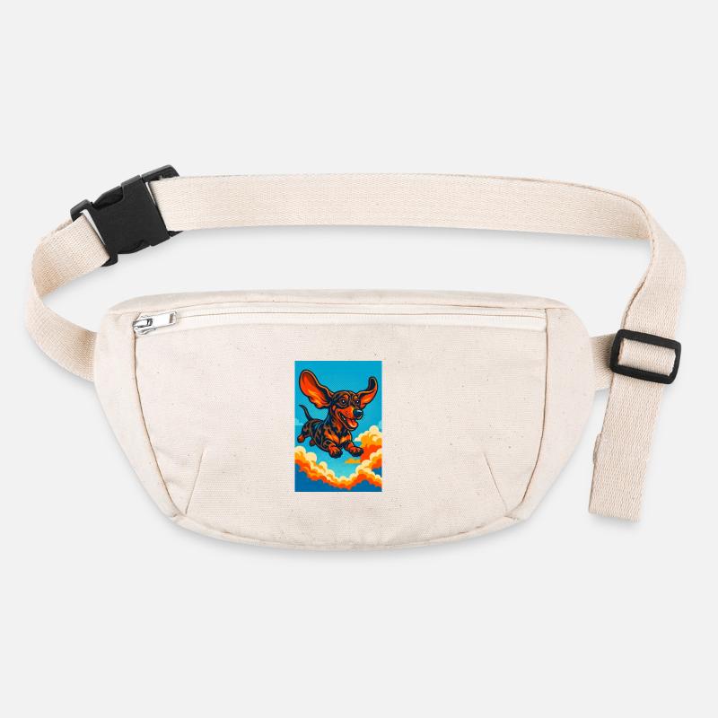 Illustration vibrante d'un teckel volant Sac banane recyclé Stanley/Stella