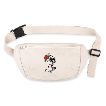 Visage avec papillon et rose - Sac banane recyclé Stanley/Stella - blanc naturel - Devant