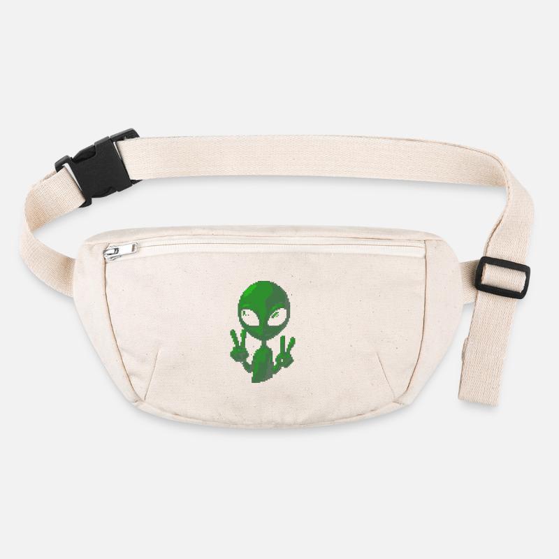 Pixel Green Alien Peace Sign Tee Stanley/Stella recycled Hip Bag 