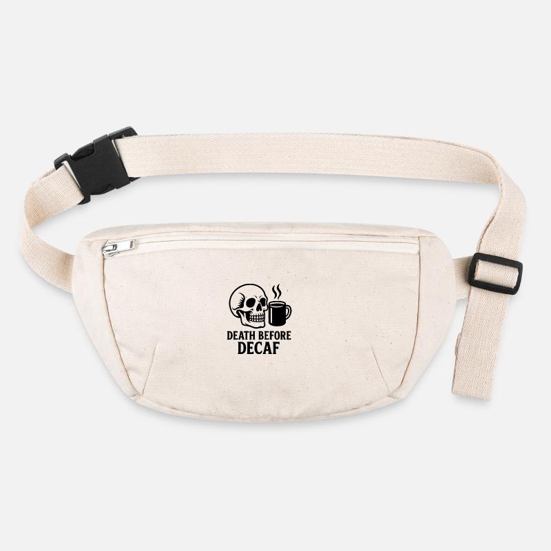 Death Before Decaf Skull, Coffee, Caffeine, Funny Stanley/Stella recycled Hip Bag 