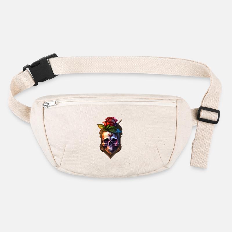 Skull and crossbones with rose Stanley/Stella recycled Hip Bag 