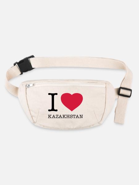 J’AIME LE KAZAKHSTAN Kasachstan - Sac banane recyclé Stanley/Stella - blanc naturel - Devant