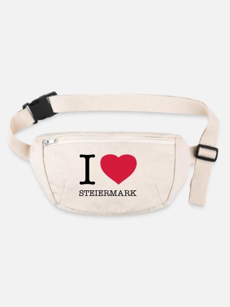 I LOVE STEIERMARK Austria Österreich - Sac banane recyclé Stanley/Stella - blanc naturel - Devant