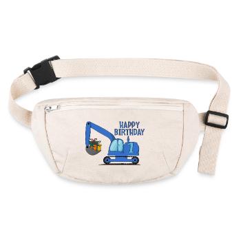 Bagger Kinder Happy Birthday 1 Blau - Stanley/Stella recycelte Gürteltasche - Naturweiß - Vorne