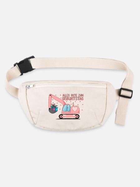 Bagger Kinder Alles Gute zum Geburtstag Rosa - Stanley/Stella recycelte Gürteltasche - Naturweiß - Vorne