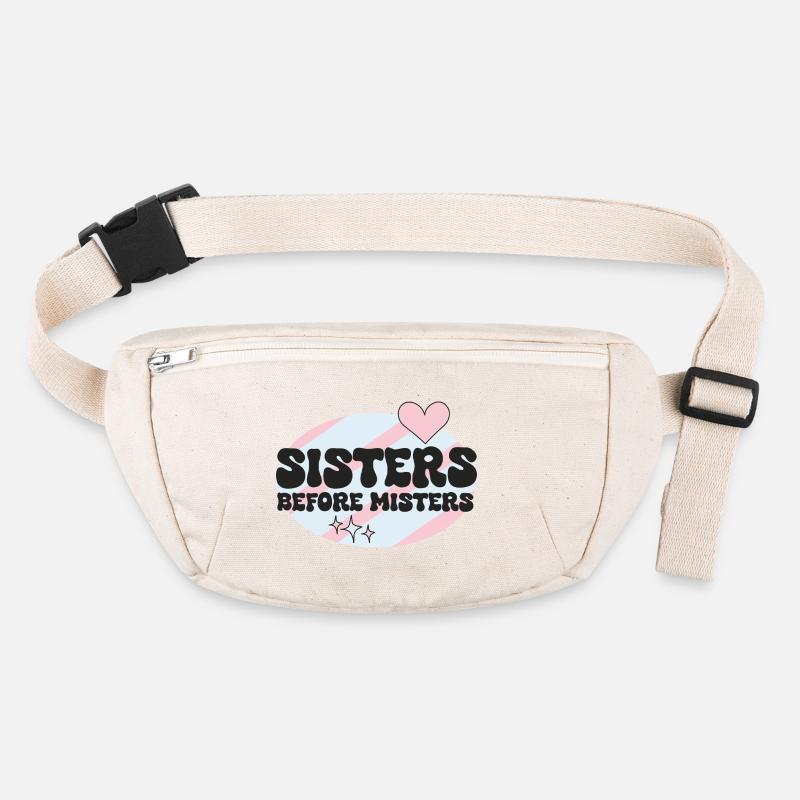 Best Friends / "sisters before misters" / V-Day - Stanley/Stella recycelte Gürteltasche - Naturweiß