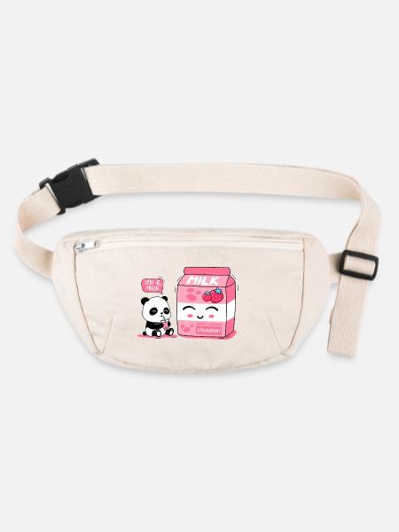 Panda et lait - Sac banane recyclé Stanley/Stella - blanc naturel - Devant