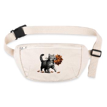 Le chaton apporte des feuilles d’automne - Sac banane recyclé Stanley/Stella - blanc naturel - Devant