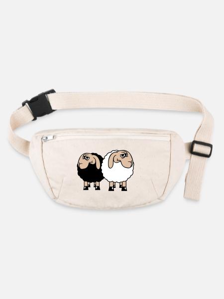 2 Sheep Look Skeptical Offended Friends Team - Stanley/Stella recycled Hip Bag  - natural - Front