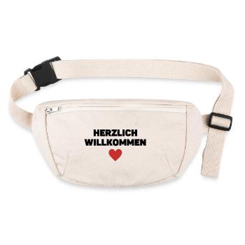 Herzlich Willkommen Lieblingsmensch Herz Liebe - Stanley/Stella recycelte Gürteltasche - Naturweiß - Vorne