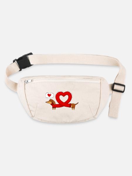 Teckel et cœur - Sac banane recyclé Stanley/Stella - blanc naturel - Devant