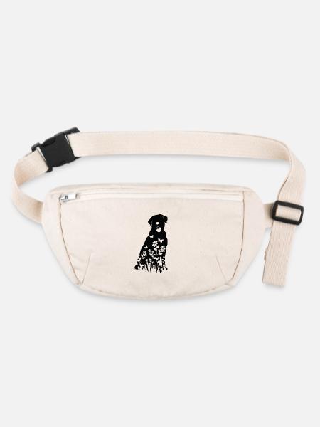 Labrador Blumenmuster Silhouette Hund Lover Geschenk - Stanley/Stella recycelte Gürteltasche - Naturweiß - Vorne