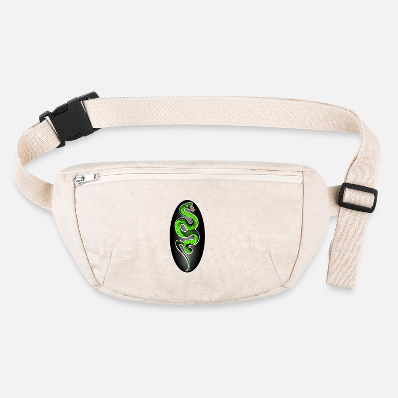 Serpent vert sur fond noir - Sac banane recyclé Stanley/Stella - blanc naturel