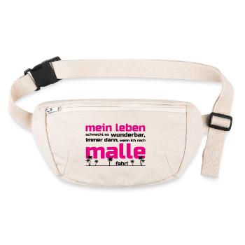 Mein Leben Malle (Schrift pink/schwarz) - Stanley/Stella recycelte Gürteltasche - Naturweiß - Vorne