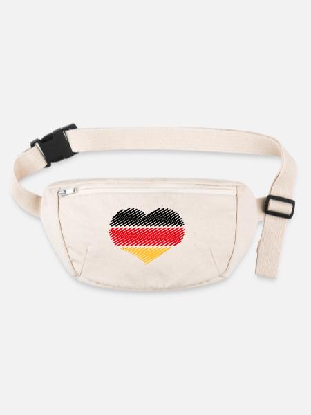 Heart Black Red Gold (Germany Flag Sketch) - Stanley/Stella recycled Hip Bag  - natural - Front