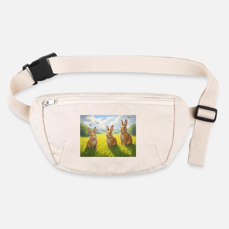 Three rabbits in the spring field Stanley/Stella recycled Hip Bag 