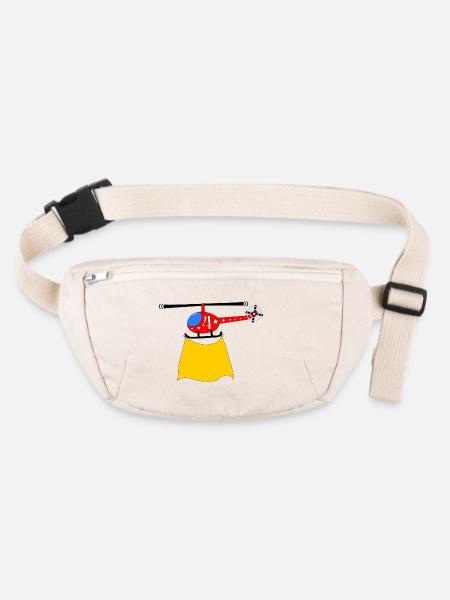 Helicopter Birthday 4 - Stanley/Stella recycled Hip Bag  - natural - Front