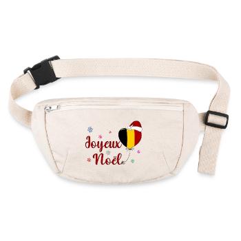 Joyeux Noel Weihnachten Belgien Flagge - Stanley/Stella recycelte Gürteltasche - Naturweiß - Vorne