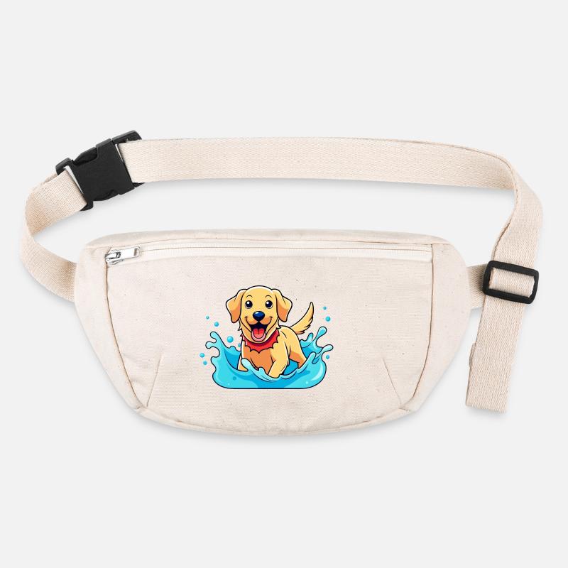 Joyful Labrador Retriever Splashing in Pool Art - Stanley/Stella recycled Hip Bag - natural
