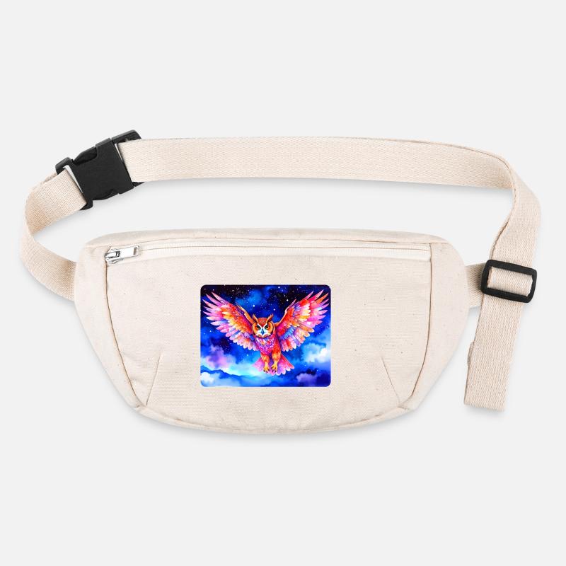 Colorful eagle owl in front of a starry sky Stanley/Stella recycled Hip Bag 