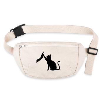 Silhouette Cat Graphic Funny High Five Cat Owner - Stanley/Stella recycled Hip Bag  - natural - Front