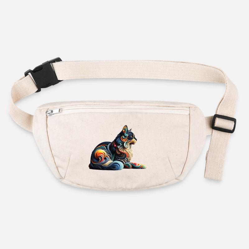Bunte abstrakte Katze Stanley/Stella recycelte Gürteltasche