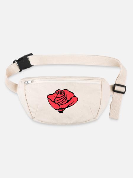 Jolie belle fleur de rose feuille roses romantique - Sac banane recyclé Stanley/Stella - blanc naturel - Devant