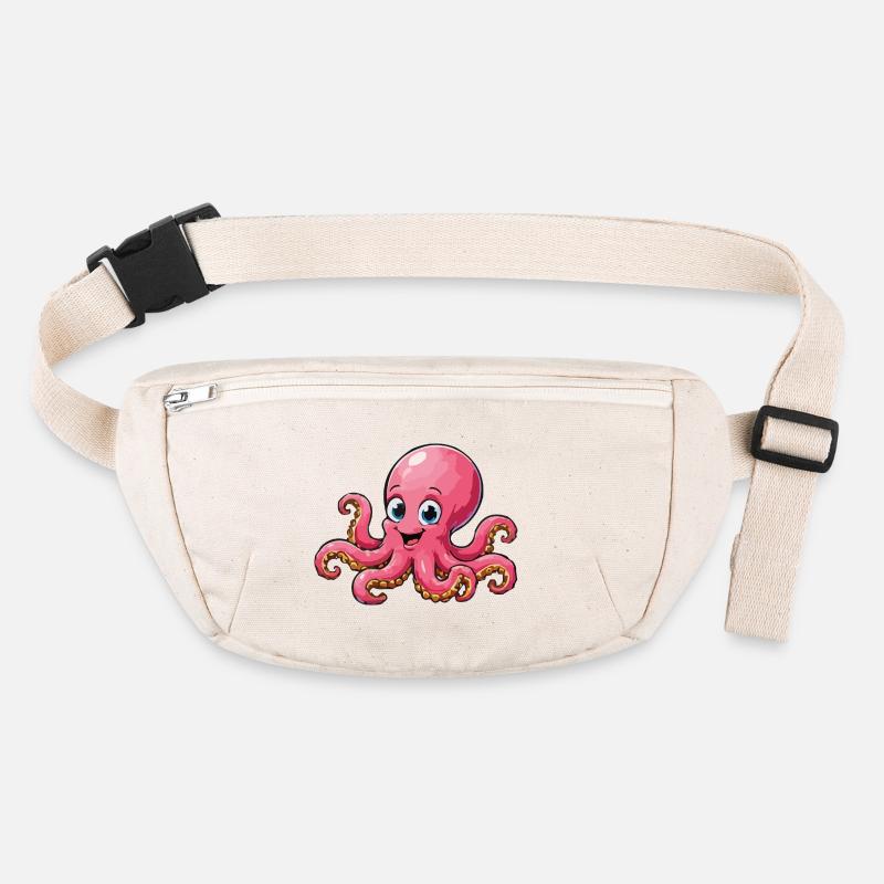 Cuddly Pink Octopus Cartoon Stanley/Stella recycled Hip Bag 