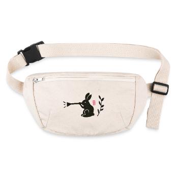 Rabbit Playing Trumpet - Linocut - Stanley/Stella recycled Hip Bag  - natural - Front