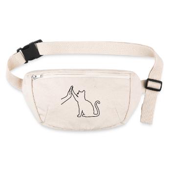 Silhouette Cat Graphic Funny High Five Cat Owner - Stanley/Stella recycled Hip Bag  - natural - Front