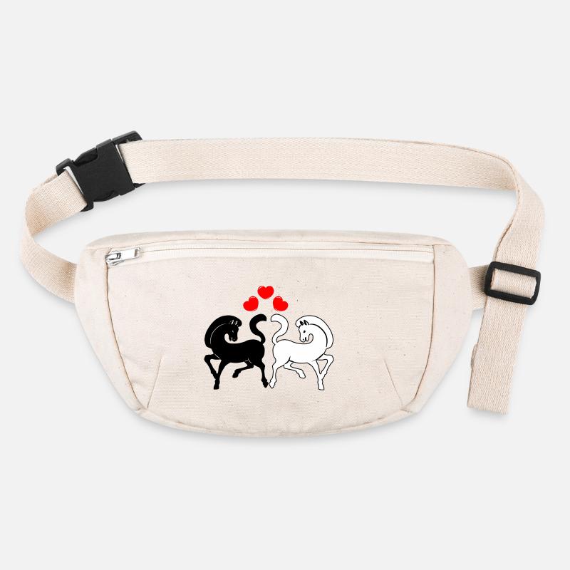 Two horses black and white with three hearts Stanley/Stella recycled Hip Bag 
