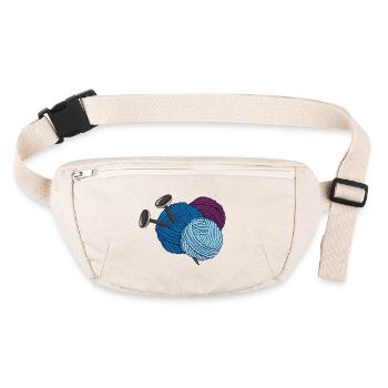 Laine avec aiguilles à tricoter - Sac banane recyclé Stanley/Stella - blanc naturel - Devant