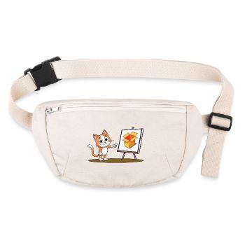 Katze und Karton - Stanley/Stella recycelte Gürteltasche - Naturweiß - Vorne